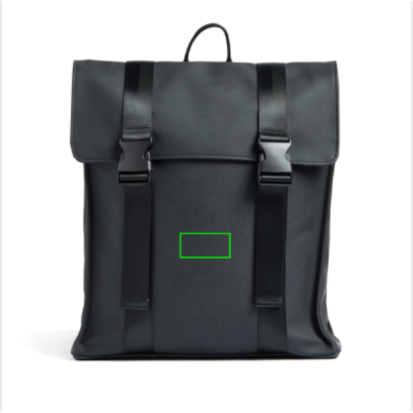 Mochila VINGA Baltimore - Mochilas personalizadas - Mochilas corporativas personalizadas - Tecnica Etiqueta PU Baltimore negra - Zona parte frontal del artículo