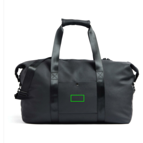 Bolsa fin de semana personalizada VINGA Baltimore elegante y minimalista - Regalos Premium - Regalo Promocional Personalizado - Tecnica Etiqueta PU Baltimore negra - Zona parte trasera