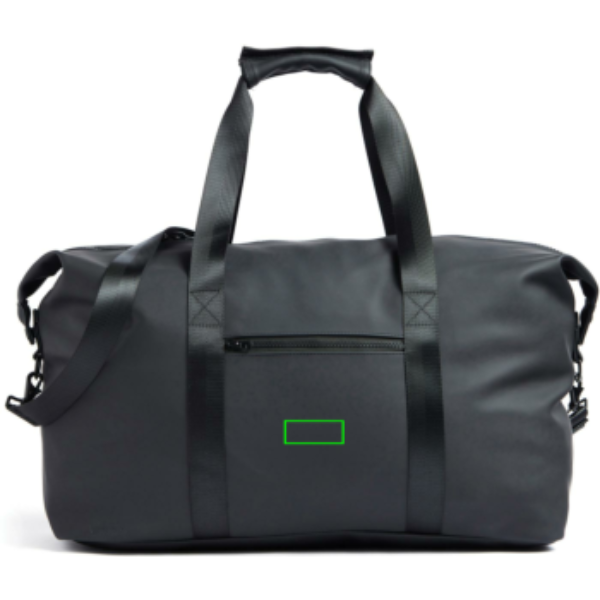 Bolsa fin de semana personalizada VINGA Baltimore elegante y minimalista - Regalos Premium - Regalo Promocional Personalizado - Tecnica Etiqueta PU Baltimore negra - Zona parte frontal del artículo