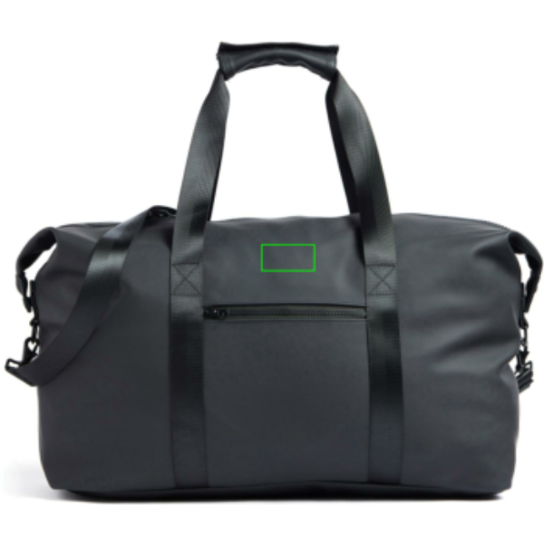 Bolsa fin de semana personalizada VINGA Baltimore elegante y minimalista - Regalos Premium - Regalo Promocional Personalizado - Tecnica Etiqueta PU Baltimore negra - Zona parte frontal/alta del artículo