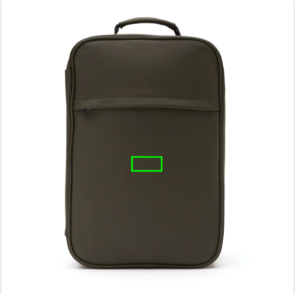 Mochila de viaje Baltimore - Regalos Premium - Regalo Promocional Personalizado - Tecnica Etiqueta PU Baltimore verde - Zona parte frontal y baja del artículo