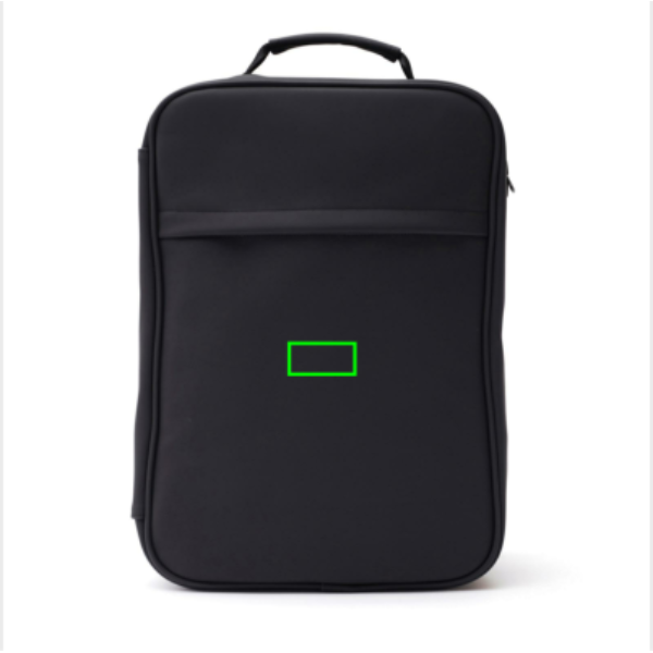 Mochila de viaje Baltimore - Regalos Premium - Regalo Promocional Personalizado - Tecnica Etiqueta PU Baltimore negra - Zona parte frontal y baja del artículo