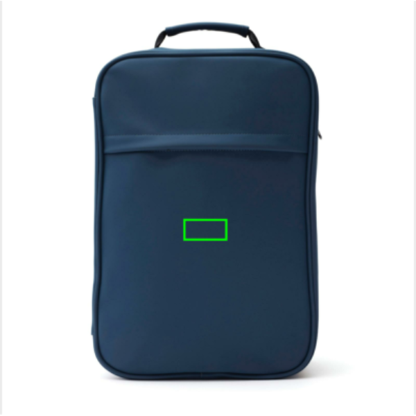 Mochila VINGA de viaje Baltimore - Mochilas personalizadas - Mochilas corporativas personalizadas - Tecnica Etiqueta PU Baltimore azul marino - Zona parte frontal y baja del artículo