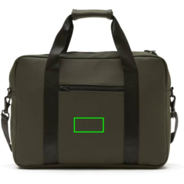 Bolsa para portátil personalizada VINGA Baltimore con banda para carrito - Regalos Premium - Regalo Promocional Personalizado - Tecnica Etiqueta PU Baltimore verde - Zona parte frontal del artículo