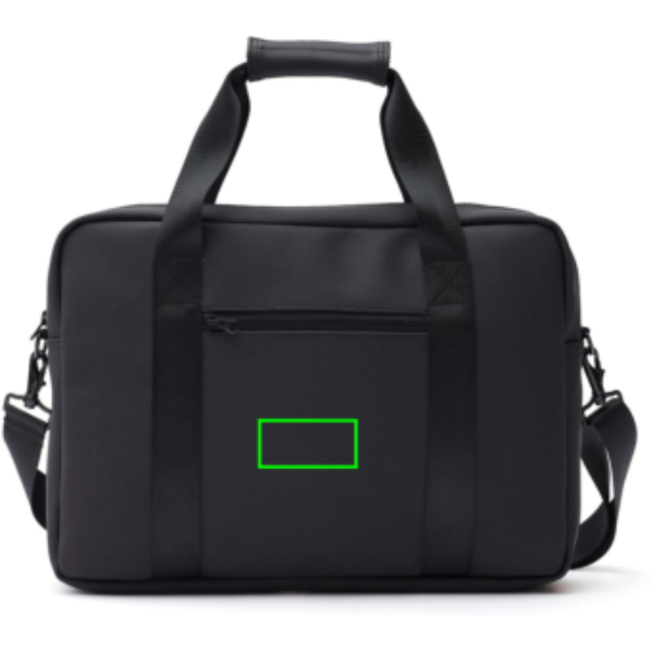 Bolsa para portátil personalizada VINGA Baltimore con banda para carrito - Regalos Premium - Regalo Promocional Personalizado - Tecnica Etiqueta PU Baltimore negra - Zona parte frontal del artículo