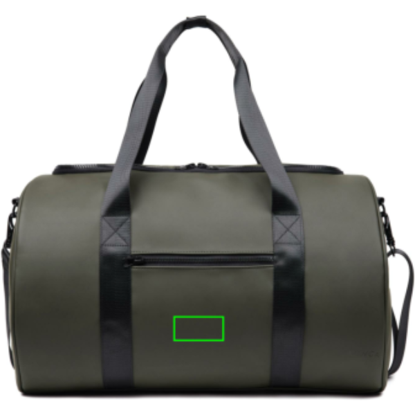 Bolsa deportiva personalizada VINGA Baltimore de PU nobuk - Regalos Premium - Regalo Promocional Personalizado - Tecnica Etiqueta PU Baltimore verde - Zona parte frontal del artículo