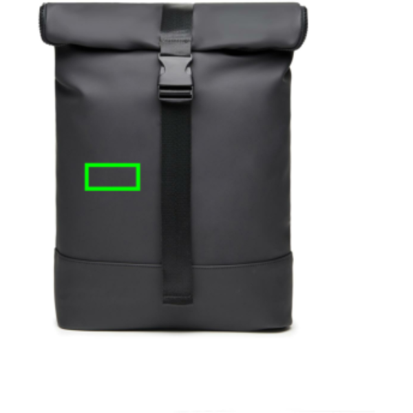 Mochila VINGA de bici Baltimore - Mochilas personalizadas - Mochilas corporativas personalizadas - Tecnica Etiqueta PU Baltimore negra - Zona parte frontal e izquierda del artículo