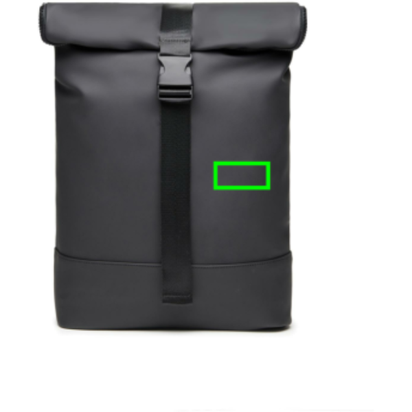 Mochila VINGA de bici Baltimore - Mochilas personalizadas - Mochilas corporativas personalizadas - Tecnica Etiqueta PU Baltimore negra - Zona parte frontal y derecha del artículo