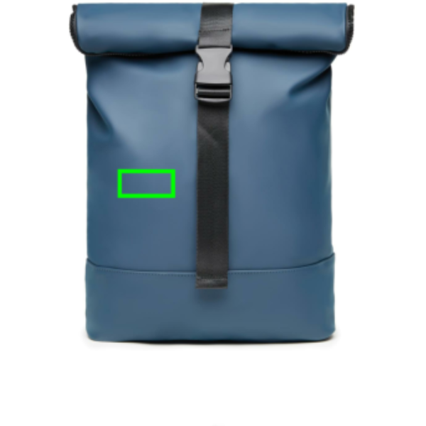 Mochila VINGA de bici Baltimore - Mochilas personalizadas - Mochilas corporativas personalizadas - Tecnica Etiqueta PU Baltimore azul marino - Zona parte frontal e izquierda del artículo