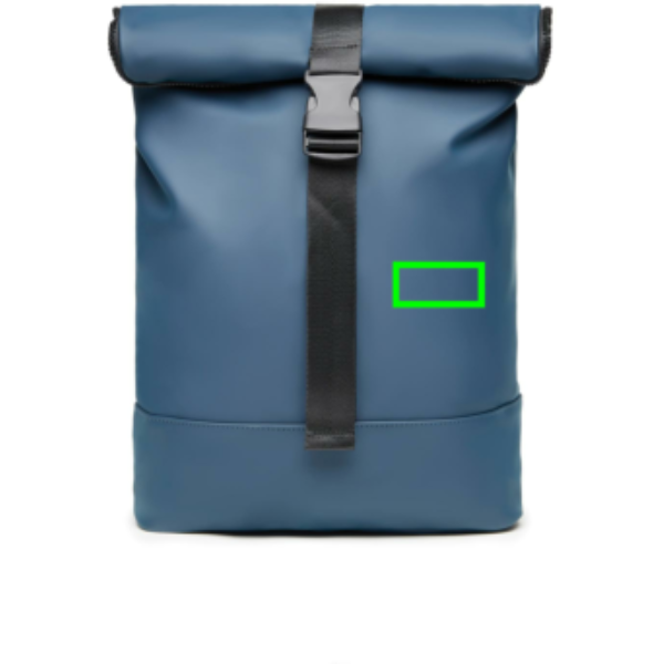 Mochila VINGA de bici Baltimore - Mochilas personalizadas - Mochilas corporativas personalizadas - Tecnica Etiqueta PU Baltimore azul marino - Zona parte frontal y derecha del artículo