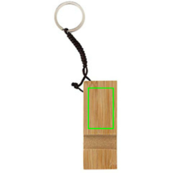 Soporte para teléfono con llavero de bambú Standkey - Oficina - Mochilas corporativas personalizadas - Tecnica Grabado CO2 - Zona parte alta del artículo