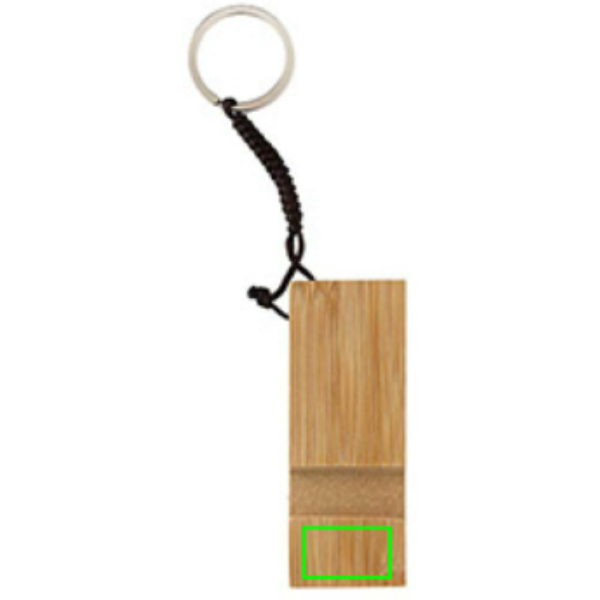 Soporte para teléfono con llavero de bambú Standkey - Oficina - Mochilas corporativas personalizadas - Tecnica Tampografía - Zona parte superior