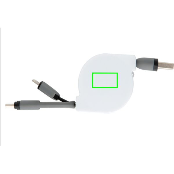 Cable 3 en 1 retráctil - Oficina - Mochilas corporativas personalizadas - Tecnica Tampografía - Zona parte frontal del artículo