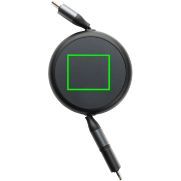Cable retráctil 2 en 1 aluminio reciclado Terra RCS  240W - Oficina - Mochilas Corporativas Personalizadas - Tecnica Grabado a láser - Zona parte frontal del artículo