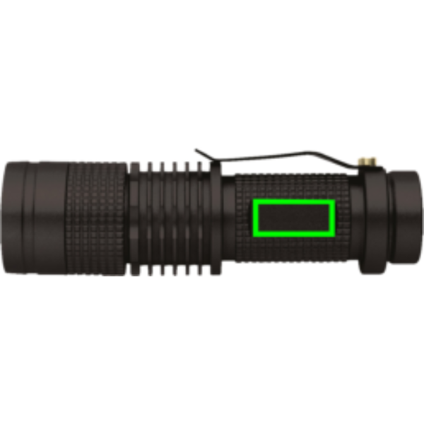 Linterna personalizada CREE de bolsillo 3W - Linternas personalizadas - Regalo Promocional Personalizado - Tecnica Gota de resina - Zona parte frontal del artículo