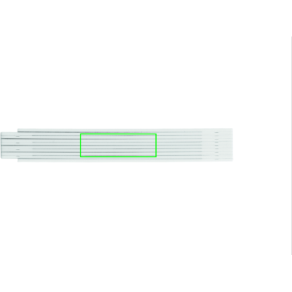 Regla personalizada plegable de fibra de vidrio 2 metros - Reglas y cutter - Regalo Promocional Personalizado - Tecnica Tampografía - Zona parte trasera