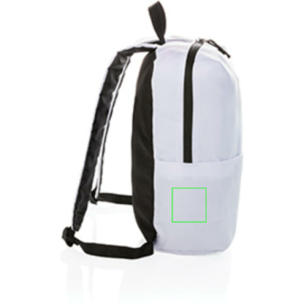 Mochila casual sin PVC - Mochilas personalizadas - Mochilas corporativas personalizadas - Tecnica Transferencia digital - Zona lado izquierdo del artículo