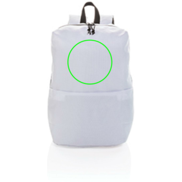 Mochila casual sin PVC - Mochilas personalizadas - Mochilas corporativas personalizadas - Tecnica Bordado - Zona parte frontal/alta del artículo