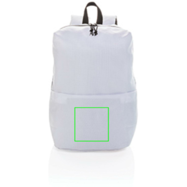 Mochila casual sin PVC - Mochilas personalizadas - Mochilas corporativas personalizadas - Tecnica Serigrafía por Transferencia - Zona parte frontal y baja del artículo