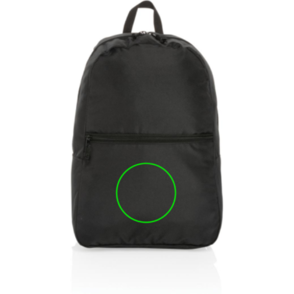 Mochila RPET básica Impact AWARE™ - Mochilas personalizadas - Mochilas corporativas personalizadas - Tecnica Bordado - Zona parte frontal y baja del artículo