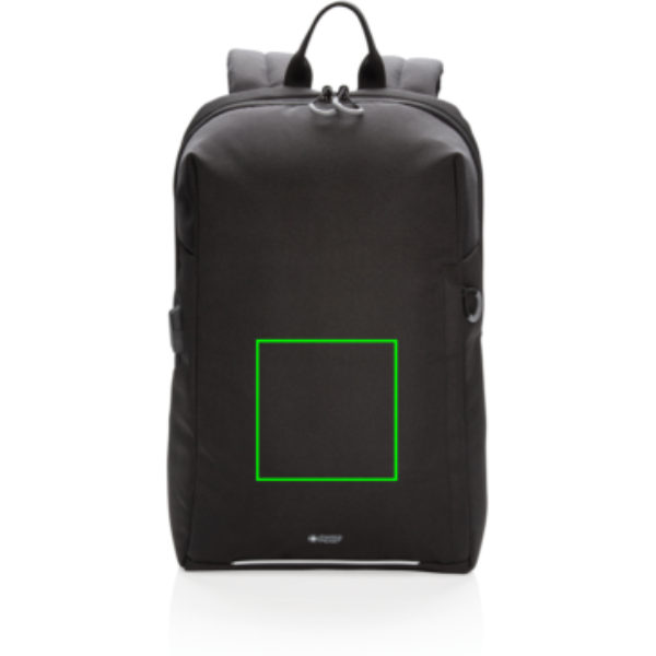 Mochila para portátil Swiss Peak AWARE™ RFID y USB A - Mochilas personalizadas - Mochilas corporativas personalizadas - Tecnica Transferencia digital - Zona parte frontal en medio