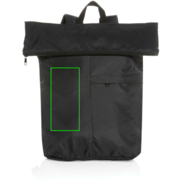 Mochila Dilon plegable ligera AWARE™ RPET - Mochilas personalizadas - Mochilas corporativas personalizadas - Tecnica Transferencia digital - Zona parte frontal e izquierda del artículo
