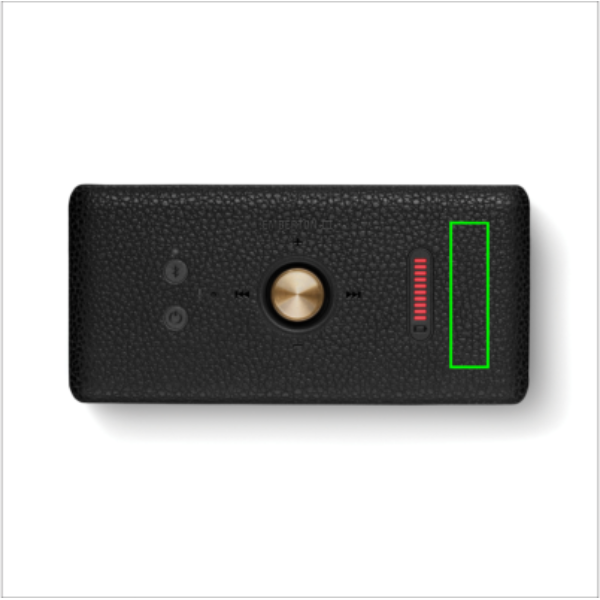Altavoz Marshall Emberton III 31H+ - Tecnología - Regalo Promocional Personalizado - Tecnica Grabado CO2 - Zona parte alta y derecha del artículo