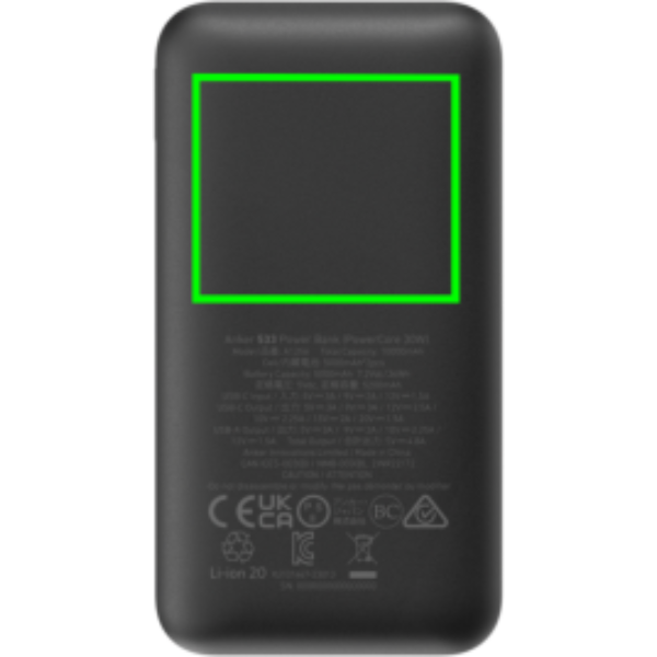 parte trasera y alta del artículo