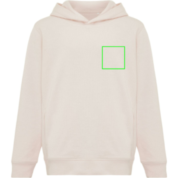 pecho izquierda - Sudadera personalizada Iqoniq Yengo de algodón reciclado niños con capucha - Regalo Promocional Personalizado