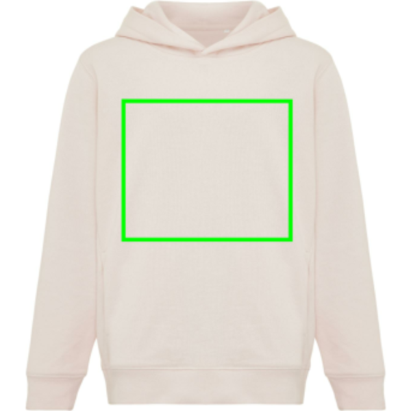 parte frontal del artículo - Sudadera personalizada Iqoniq Yengo de algodón reciclado niños con capucha - Regalo Promocional Personalizado