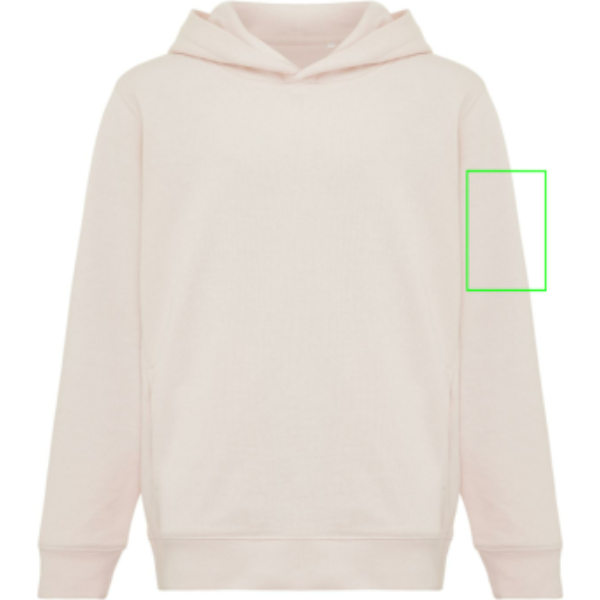 manga izquierda - Sudadera personalizada Iqoniq Yengo de algodón reciclado niños con capucha - Regalo Promocional Personalizado