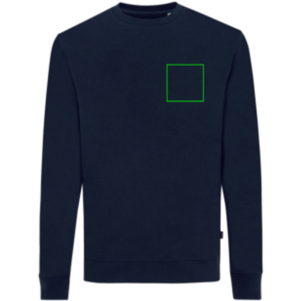 Suéter personalizado Zion Iqoniq de algodón reciclado cuello redondo - Sudaderas personalizadas - Regalo Promocional Personalizado - Tecnica Transferencia digital - Zona pecho izquierda