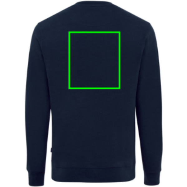 Suéter personalizado Zion Iqoniq de algodón reciclado cuello redondo - Sudaderas personalizadas - Regalo Promocional Personalizado - Tecnica Transferencia digital - Zona parte trasera