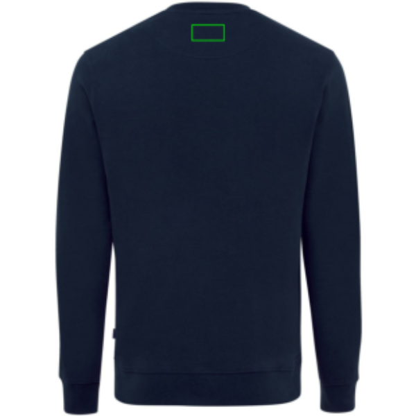 Suéter personalizado Zion Iqoniq de algodón reciclado cuello redondo - Sudaderas personalizadas - Regalo Promocional Personalizado - Tecnica Transferencia digital - Zona parte trasera y alta del artículo