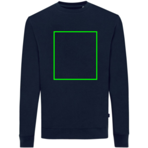Suéter personalizado Zion Iqoniq de algodón reciclado cuello redondo - Sudaderas personalizadas - Regalo Promocional Personalizado - Tecnica Serigrafía textil - Zona parte frontal del artículo