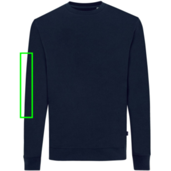Suéter personalizado Zion Iqoniq de algodón reciclado cuello redondo - Sudaderas personalizadas - Regalo Promocional Personalizado - Tecnica Serigrafía textil - Zona manga derecha