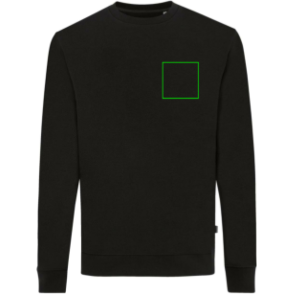 Suéter personalizado Zion Iqoniq de algodón reciclado cuello redondo - Sudaderas personalizadas - Regalo Promocional Personalizado - Tecnica Serigrafía por Transferencia - Zona pecho izquierda