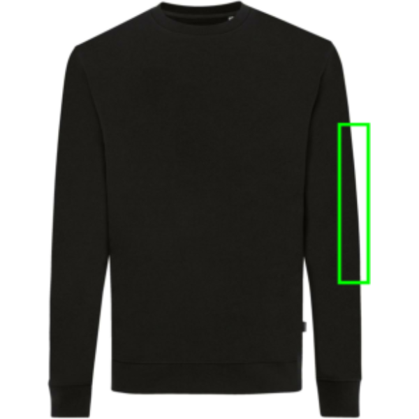 Suéter personalizado Zion Iqoniq de algodón reciclado cuello redondo - Sudaderas personalizadas - Regalo Promocional Personalizado - Tecnica Serigrafía por Transferencia - Zona manga izquierda
