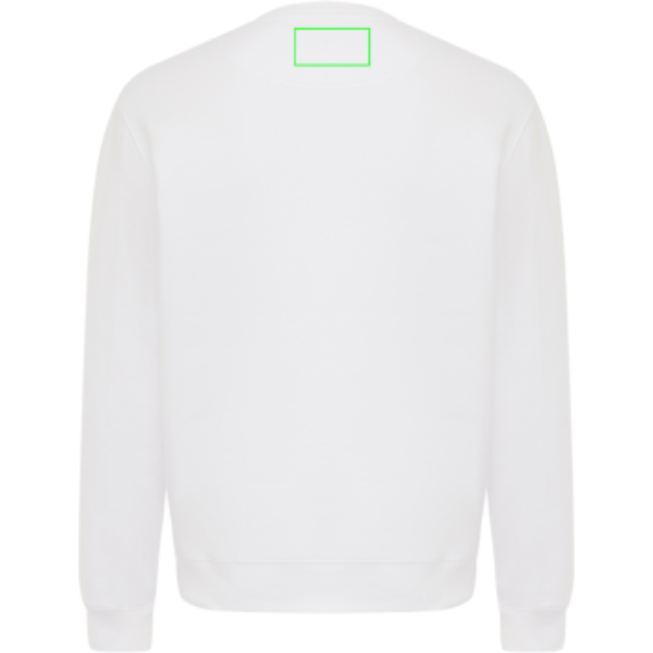 parte trasera y alta del artículo - Sudadera de cuello redondo de algodón reciclado Torla IQONIQ - Regalo Promocional Personalizado