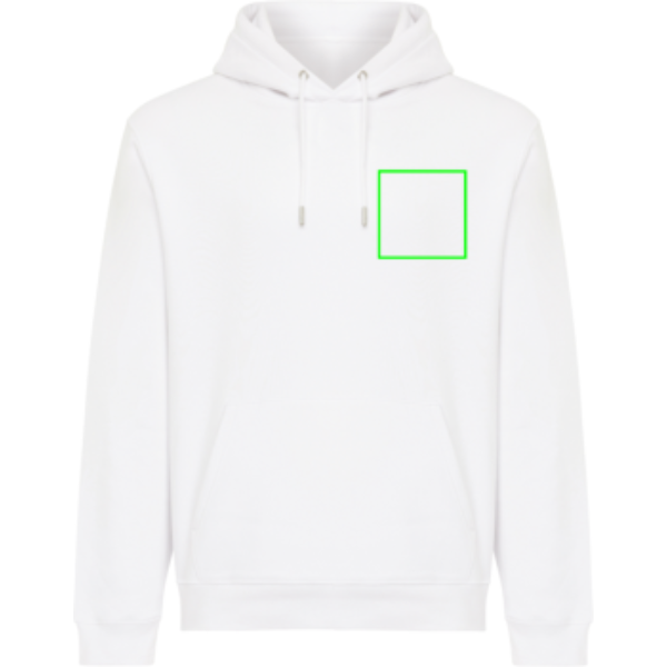 pecho izquierda - Sudadera con capucha de algodón reciclado Joshua IQONIQ - Regalo Promocional Personalizado