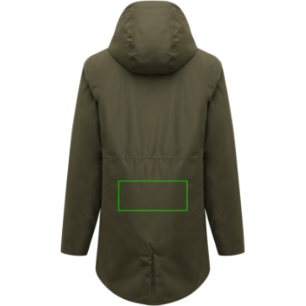 parte trasera y baja del artículo - IQONIQ Thelon chaqueta poliéster reciclado - Regalo Promocional Personalizado