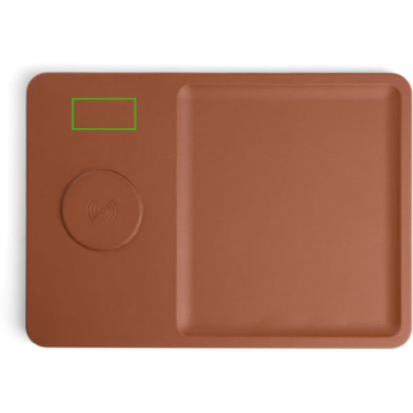 Cargador y bandeja de accesorios VINGA Timo RCS - Oficina - Mochilas corporativas personalizadas - Tecnica Etiqueta PU Sortino - Zona parte izquierda arriba