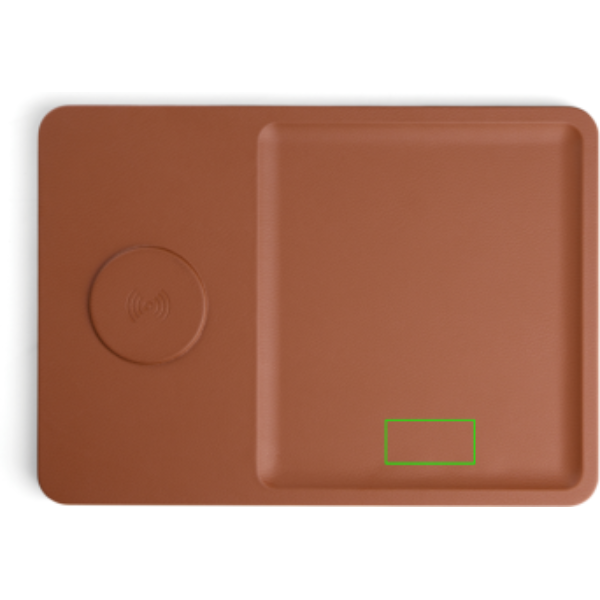 Cargador y bandeja de accesorios VINGA Timo RCS - Oficina - Mochilas corporativas personalizadas - Tecnica Etiqueta PU Sortino - Zona parte derecha abajo