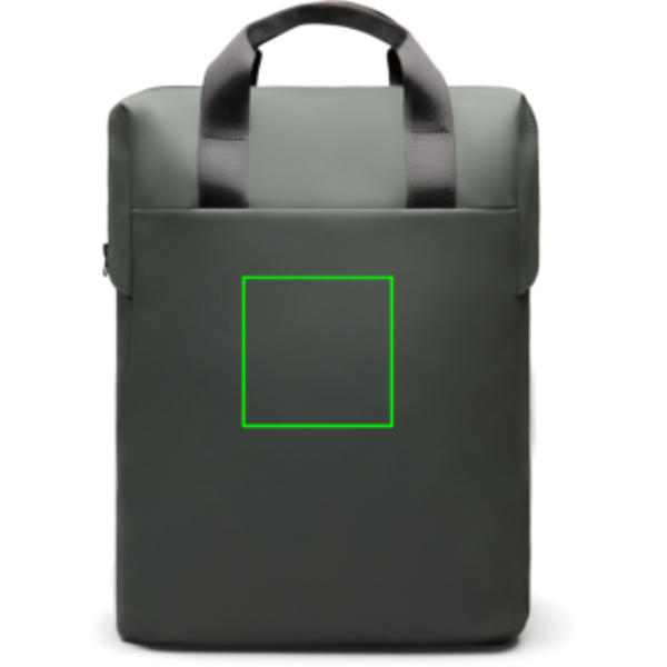 Mochila VINGA Baltimore RCS - Mochilas personalizadas - Mochilas corporativas personalizadas - Tecnica Etiqueta PU Baltimore verde - Zona parte frontal del artículo