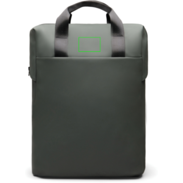 Mochila VINGA Baltimore RCS - Mochilas personalizadas - Mochilas corporativas personalizadas - Tecnica Etiqueta PU Baltimore verde - Zona parte frontal/alta del artículo