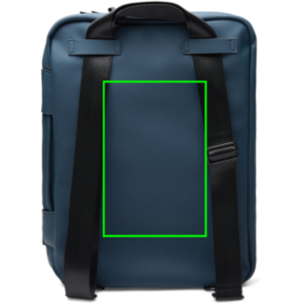 Mochila convertible VINGA Baltimore RCS - Mochilas personalizadas - Mochilas corporativas personalizadas - Tecnica Etiqueta PU Baltimore azul marino - Zona parte trasera