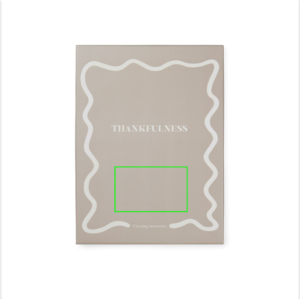 Diario personalizado VINGA Thankfulness de papel reciclado GRS - Oficina - Regalo Promocional Personalizado - Tecnica Estampado en caliente - Zona caja