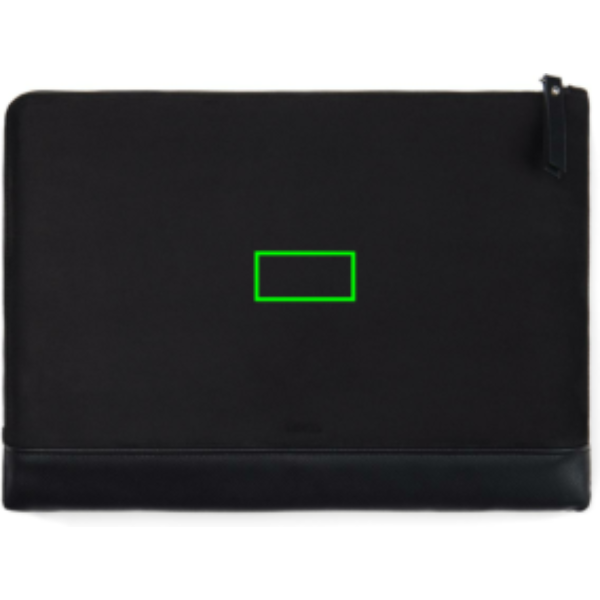 Funda para portátil 16" personalizada VINGA Marlow de poliéster reciclado RCS - Regalos Premium - Regalo Promocional Personalizado - Tecnica Etiqueta PU Brendon - Zona parte trasera
