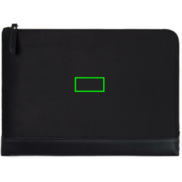 Funda para portátil 16" personalizada VINGA Marlow de poliéster reciclado RCS - Regalos Premium - Regalo Promocional Personalizado - Tecnica Etiqueta PU Brendon - Zona parte frontal del artículo