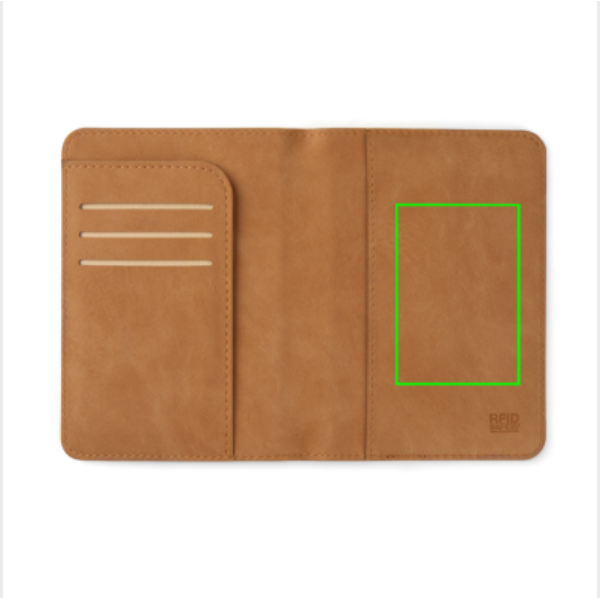 Funda pasaporte VINGA Bosler RCS RFID - Regalos Premium - Regalo Promocional Personalizado - Tecnica Grabado CO2 - Zona Interior derecho